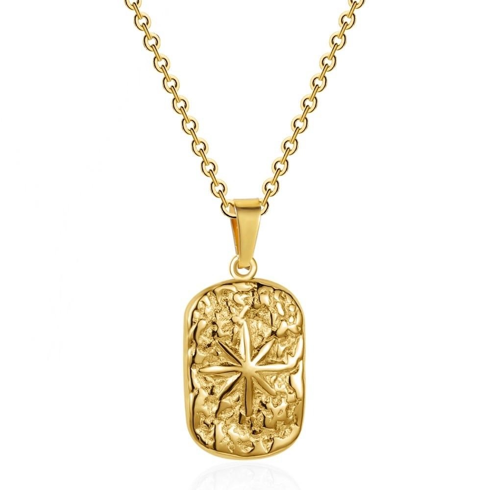 Non Fading Compass Pendant Necklace Silver Color Geometric Pendant Necklace for Men Women