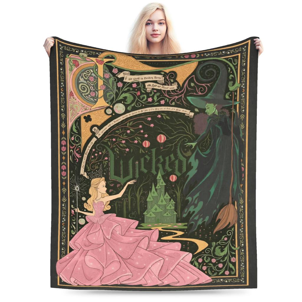W-Wicked 2 Musical Movie Glinda Elphaba Blanket Warm Soft Street Trend Plush Throw Blanket Flannel Bedspread Bed Cover