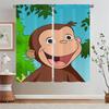 Curious George Kitchen Curtain Tiebacks Curtains for Living Room Decoration Tulle in Kitchen Curtains 2 Pieces Window Blackout