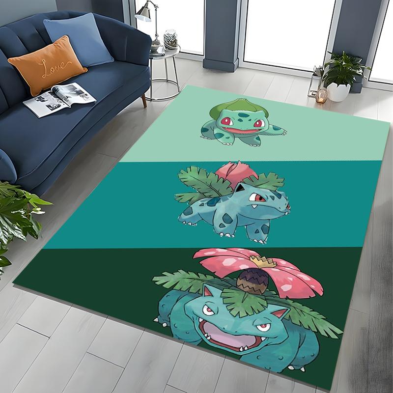 Japanese Anime Pokémon Bulbasaur Carpet for Living Room Bedroom Kid's Room Home Decor Area Rug Non-slip Mat Sofa Cloakroom Mat