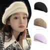 Knitted Beret Autumn And Winter Plush Painter's Hat Versatile Big Head Circumference Wool Hat Women's Hat