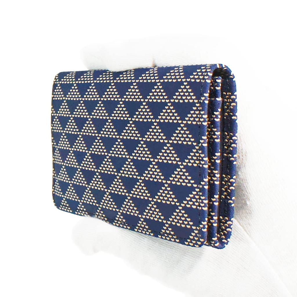 Футляр для визиток Inden большой вместимости из оленьей кожи темно-синий x белый лак узор «Волна» [Indenya] 2501-14-118