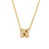 E.B.belle Shiny Mini Rhinestone 26 Letters Pendant Necklace 18K Gold Plated Stainless Steel Initial Fashion Women Neck Jewelry