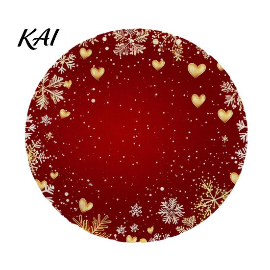 Christmas Party Table Setting Round Placemat, 14 Inch Festive Pattern Anti Slip Tabletop Protector, Holiday Kitchen Mat Heat Insulation Place