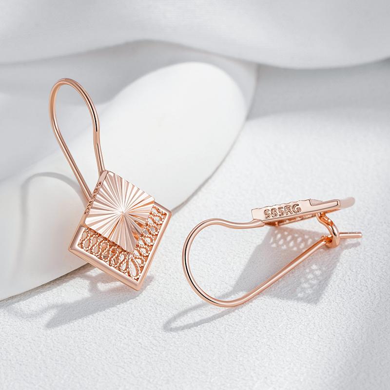 Необычные серьги-подвески цвета розового золота для женщин, геометрические, полые, с цветочным узором, аксессуары, повседневные винтажные украшения