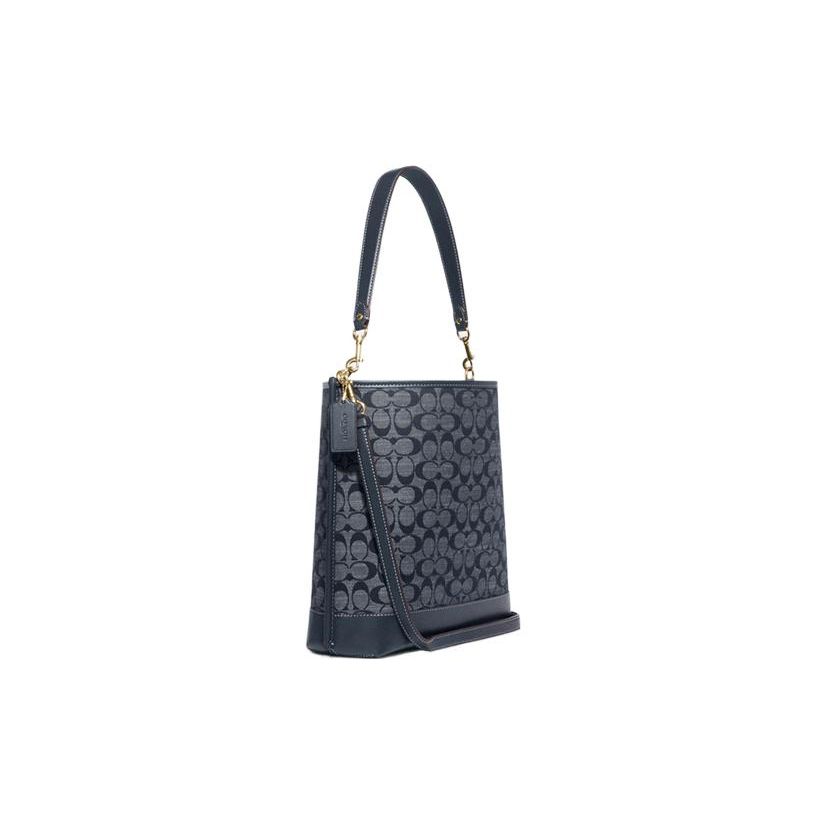 Coach Mollie Classic Monogram Jacquard Bucket Bag Women handbags Denim-Blue CH229-IMDEI