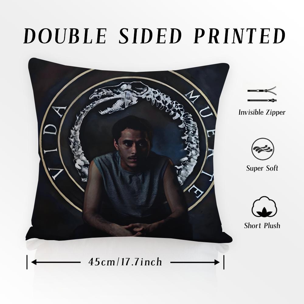 Logo C-Canserbero Singer Star Pillow Case Anti-dustmite Pillowcase Invisible zipper silky short plush Sofa cushion cover