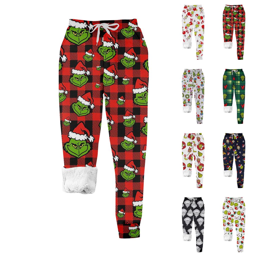 Women's Casual Fashion Home Print Velvet Sweatpants