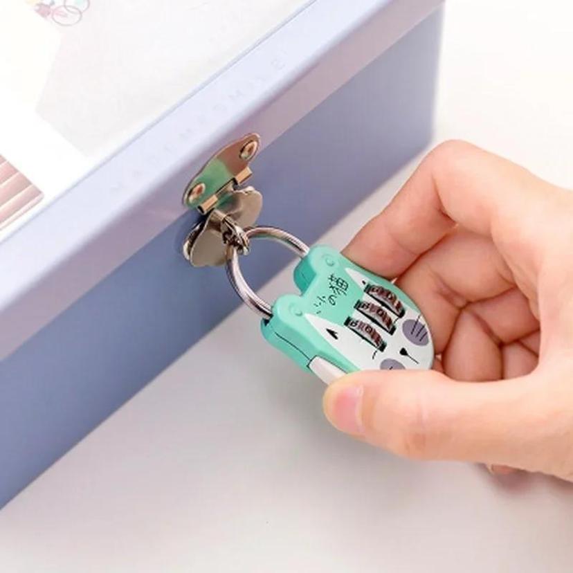 1 шт. Милый котик навесной замок для багажа чемодана рюкзака кодовый замок мультяшный мини навесной замок с ключом журнал блокнот сумочка кодовые замки
