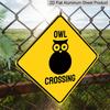 2D Flat 1pc - Metal Sign Featuring A 2D Flat Design of An Owl Crossing Warning, Suitable for Indoor and Outdoor Decoration in Gardens, Yards, and