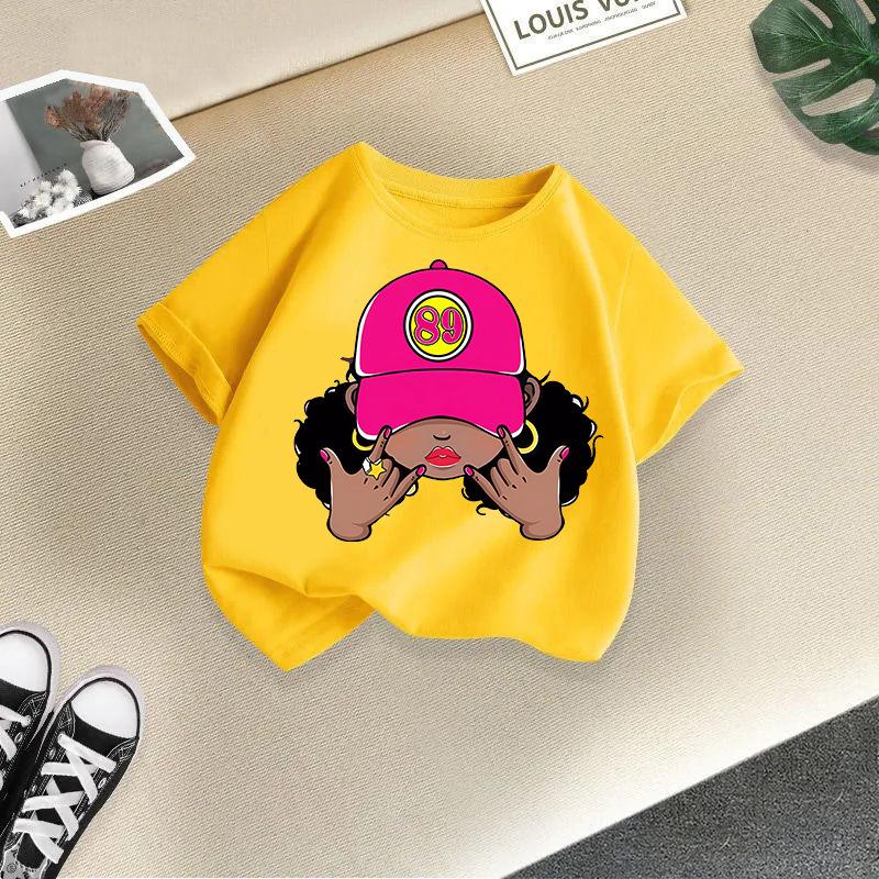 Подростковая одежда для девочек Милая графическая футболка с коротким рукавом для девочек Мягкая летняя одежда для малышей Одежда для девочек Размеры 4-14 лет Топы для девочек