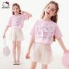 Летний костюм для девочек Hello Kitty 2025 Новая детская летняя одежда для девочек с коротким рукавом и шортами Комплект из двух предметов