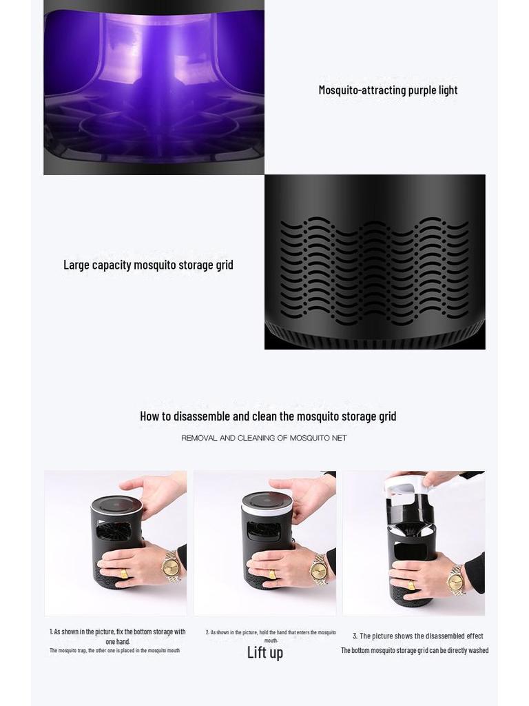 2024 USB Rechargeable Electric Mosquito Killer Lamp with Suction Function
