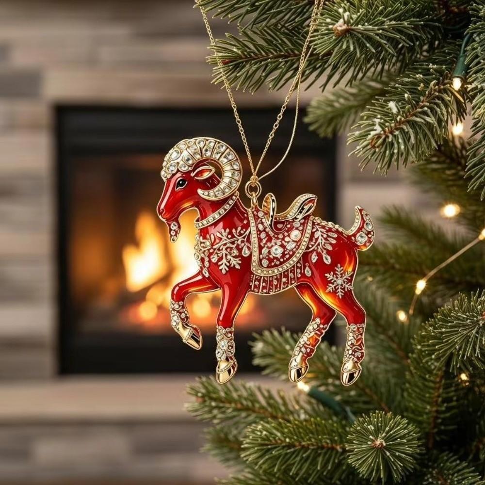 Acrylic Goat Hanging Ornament Shining Christmas Tree Ornament Gifts Keychain Holiday Party Decor