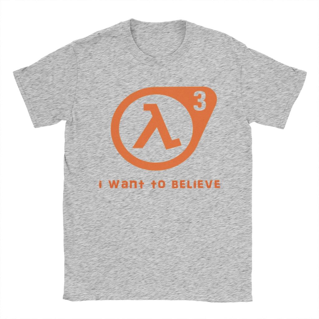 Креативные футболки Half Life I want to believe для унисекс с круглым вырезом, хлопковые, с коротким рукавом. Идея для подарка. Топы