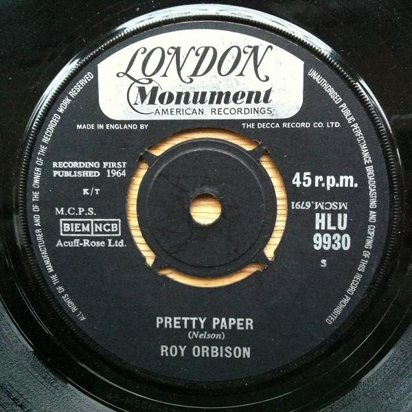 7-дюймовая пластинка РОЙ ОРБИСОН Pretty Paper Summersong HLU9930 LONDON 1964 UK Поп Б/у