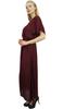 Women's Wine Rayon Loose Plain Long Maxi Casual Dress With