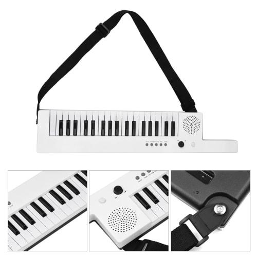 Professional 37-Key Electronic Keyboard Piano with Guitar-Style Shoulder Strap, Mini Microphone, and Audio Headphones