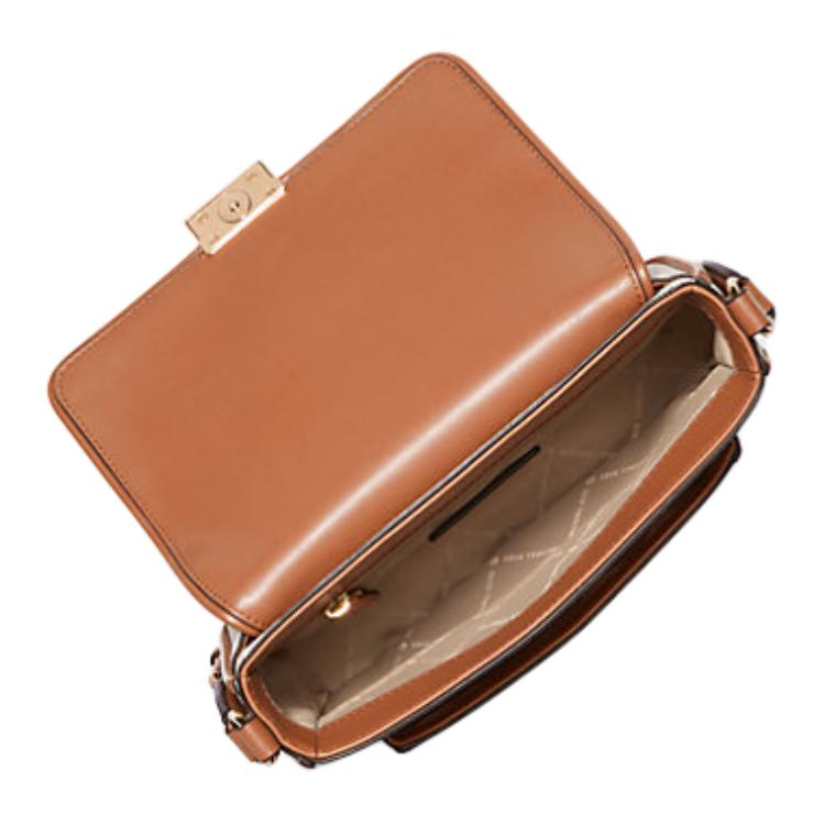 Michael Kors MK Bradshaw Сумка через плечо среднего размера из котированного холста с принтом логотипа Женские сумки Ваниль 35R5G2BM8B-VANILLA
