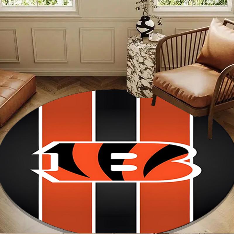Bengals Team Logo Artwork Round mat, Anti-slip Circle Carpet Chair rug For livingroom,Bedroom, doormat home decor Gift Christmas Gifts