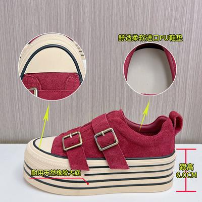 Новые туфли на липучке 2025 весна повседневные кожаные маленькие белые туфли женские на платформе с увеличением высоты женская обувь модные одинарные туфли женские