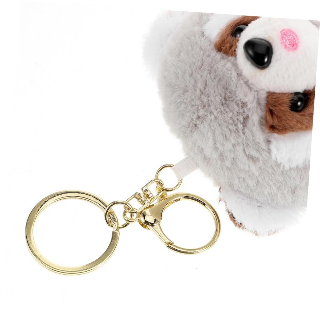 [Abaodam] Mini Red Panda and Raccoon Plush Keychain Pendant, Gray PP Cotton, Bag Charm for Keys and Zippers, 18x7x6cm, Animal Party Gift