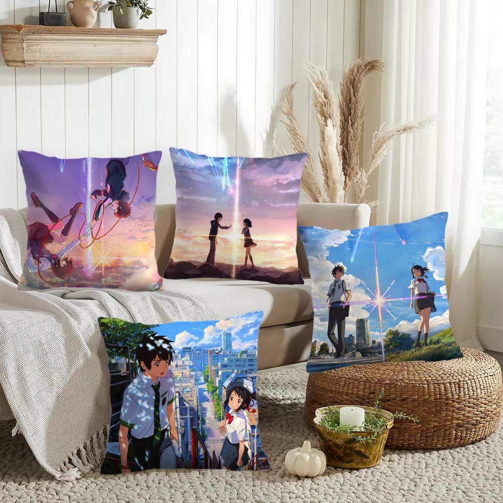Anime YYour NName Cushion Cover Silky Short Plush Invisible Zipper Dustproof Sofa Pillow Case for Home Decor