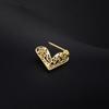 Shiny Heart Brooch Rectangular Hollow Heart Breastpin Geometric Rhinestone Pin  Suit Coat Collar