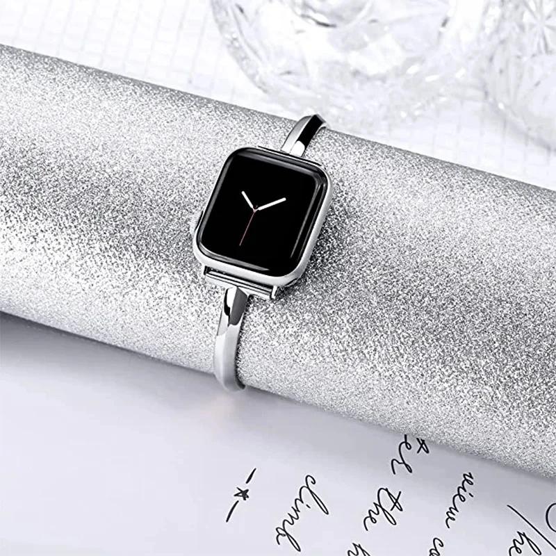 Роскошный ремешок для Apple Watch Series 8 7 41 45мм 6 Se 5 4 Женский стальной браслет с бриллиантами IWatch Ultra 49мм 44 40 42 38мм Ремешок