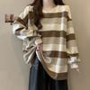 Retro Striped Thin Sweater Women's Spring Loose Student Round Neck Pullover