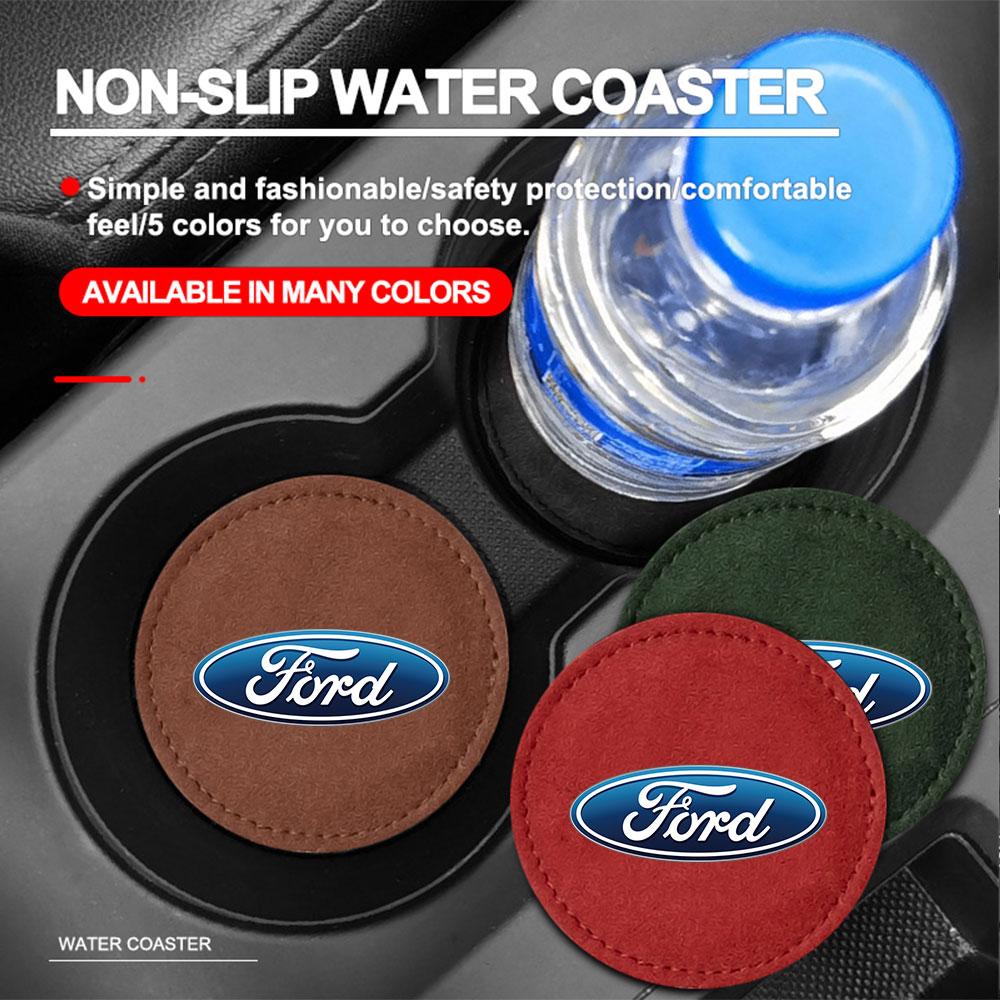2Pcs Car Coaster Non-Slip Pad Water Cup Holder Mat For Ford STRACING Focus Mustang Fiesta Kuga MK7 MAX Mondeo Escape Accessories