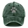 pc  Washed Baseball Cap with Sparkling Dog Paw Design Unisex Wear and Tear Cap Suitable for Outdoor Sports Adjustable Size H