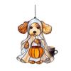 Halloween Ghost Suncatcher Colorful Dog/Cat Pattern Window Hanging Ornament with Pumpkin 2D Acrylic Suncatcher for Halloweens Decor Cat Lovers Gift
