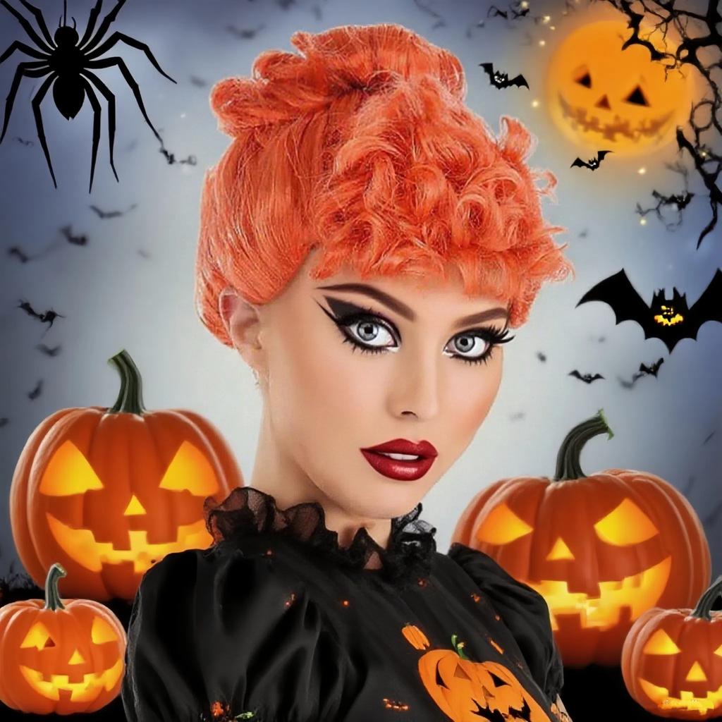 Оранжевый Пушистый Короткий Кудрявый Пакет Волос Синтетический Парик из Химического Волокна | Модный Парик в Стиле Ретро для Сцены и Вечеринки