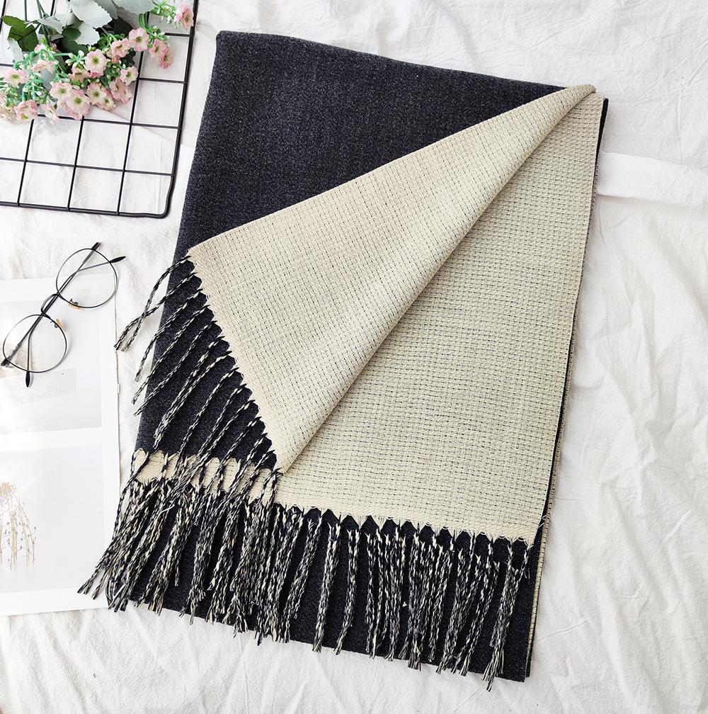 Thickened Solid Color Double Sided Imitation Cashmere Scarf Autumn and Winter Atmosphere Women's High End Versatile Men's Scarf Warm Shawl