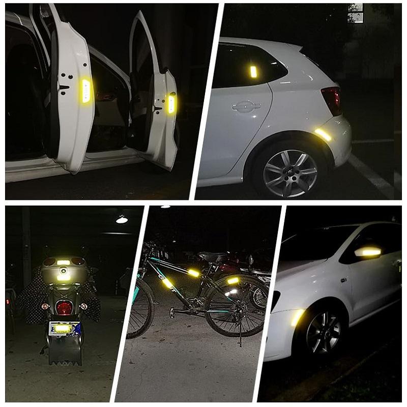 10pcs/set Warning Reflective Stickers Night Visibility Adhesive Strips Waterproof Reflectors Bicycle Tape For Vehicle Motorcycle