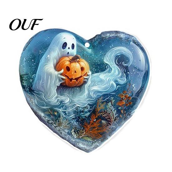 Kids Halloween Party Giveaways Ghost Keychain, Spooky Pumpkin Keyring Pendant, Holiday Themed Supplies Cute Heart Bag Charm for Backpacks, Handbags,