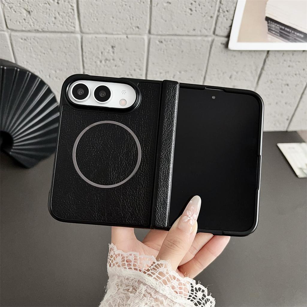 Retro PU Leather Hinge Full Protection Shockproof For MagSafe Magnetic Phone Case For Apple iPhone Ultra 18 Fold Hard Cover