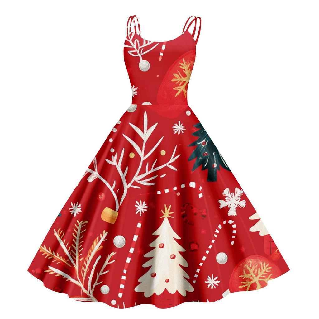 Women's Christmas Snowflake Print Sexy Slim Off Shoulder Punk Retro Dress