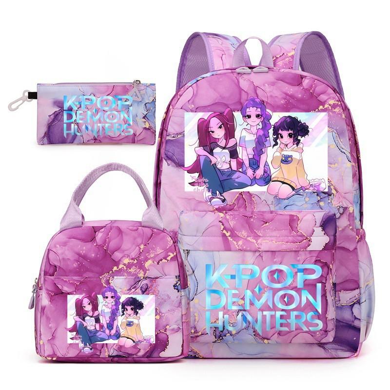 K-Pop Inspired Student Backpack Set With Shoulder Bag Pencil Case - Nylon Campus Style Teen Girls 13-inch Laptop