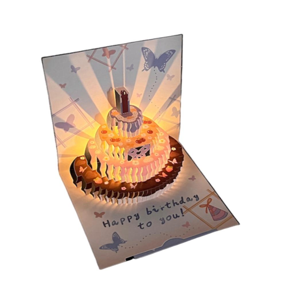 Music Light Happy Birthday Card 3D Message Card Musical Light Greeting Card Party Party Supplies