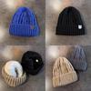 Mens Knit Hat With Solid Color Design Accents Thick Warm Beanie For Winter Sports And Outdoor