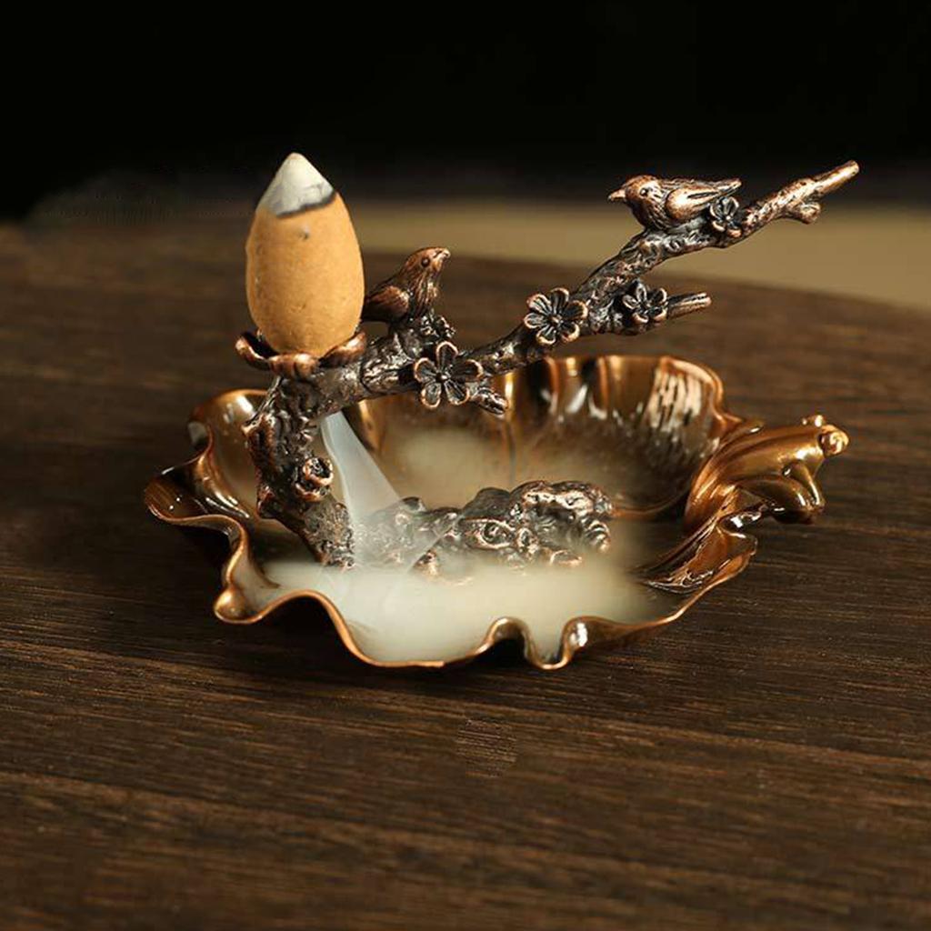 Винтажный металлический держатель для благовоний с обратным потоком в виде ветки дерева, водопад из благовоний, подставка для конусов благовоний для медитаций и релаксации