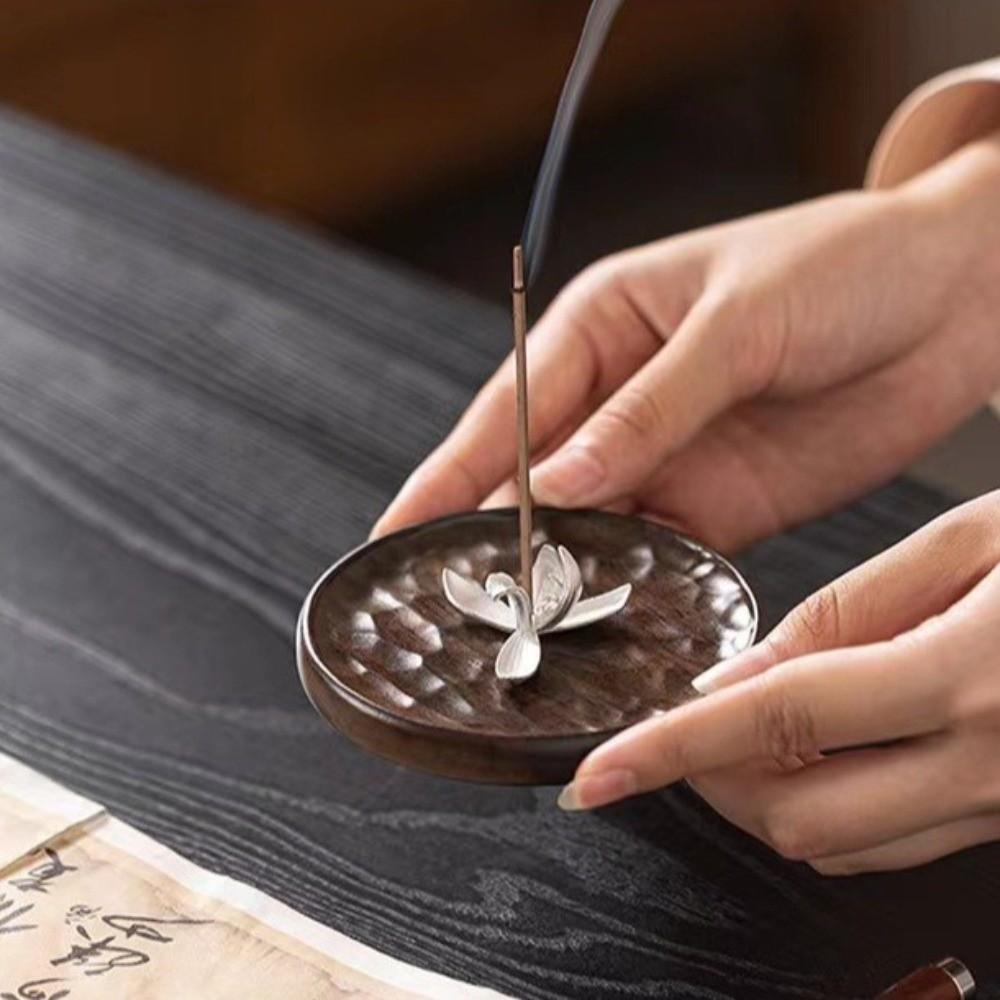 Wooden Boat Incense Holder Retro Handmade Carved Incense Holder Bamboo Raft Design Portable Meditation Incense Burners