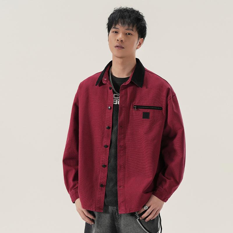 Высококачественная американская ретро куртка-рубашка Carhartt для охоты мужская осенняя с контрастной цветовой отделкой, сшитая из разных цветов, с отложным воротником, рабочая куртка