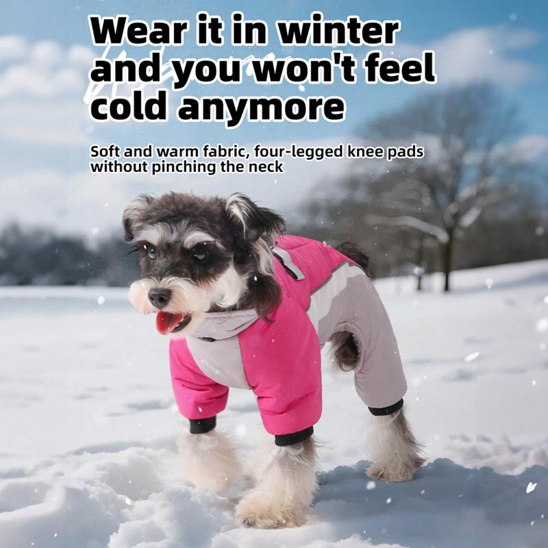 Warm Dog Coat 4 Legs Fullbody Covered Windproof Winter Dog Vest with Harness Reflective Turtleneck Dogs Snowsuit Puffer Jacket