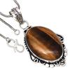 Ожерелье с драгоценным камнем тигровый глаз, ручная работа, старинное серебряное украшение, 2 дюйма
