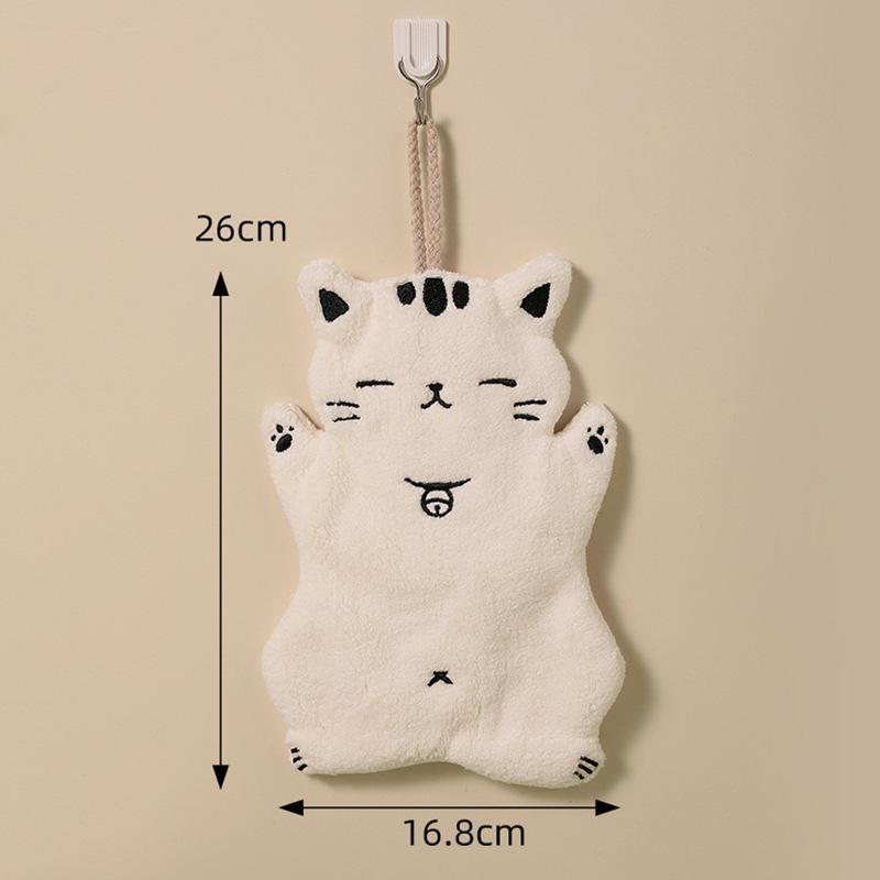 Милое кухонное полотенце для уборки с изображением кота, висячие полотенца для рук, впитывающие полотенца для мытья посуды, мягкая тряпка для уборки из кораллового бархата