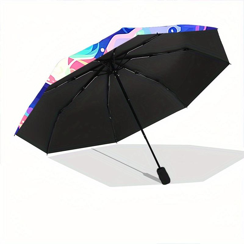 1pc Magic Potion Two Unicorns Cartoon Umbrella, Portable 3-Fold Compact Umbrella, Suitable for Camping, Hiking and Travel, Ideal Easter Birthday