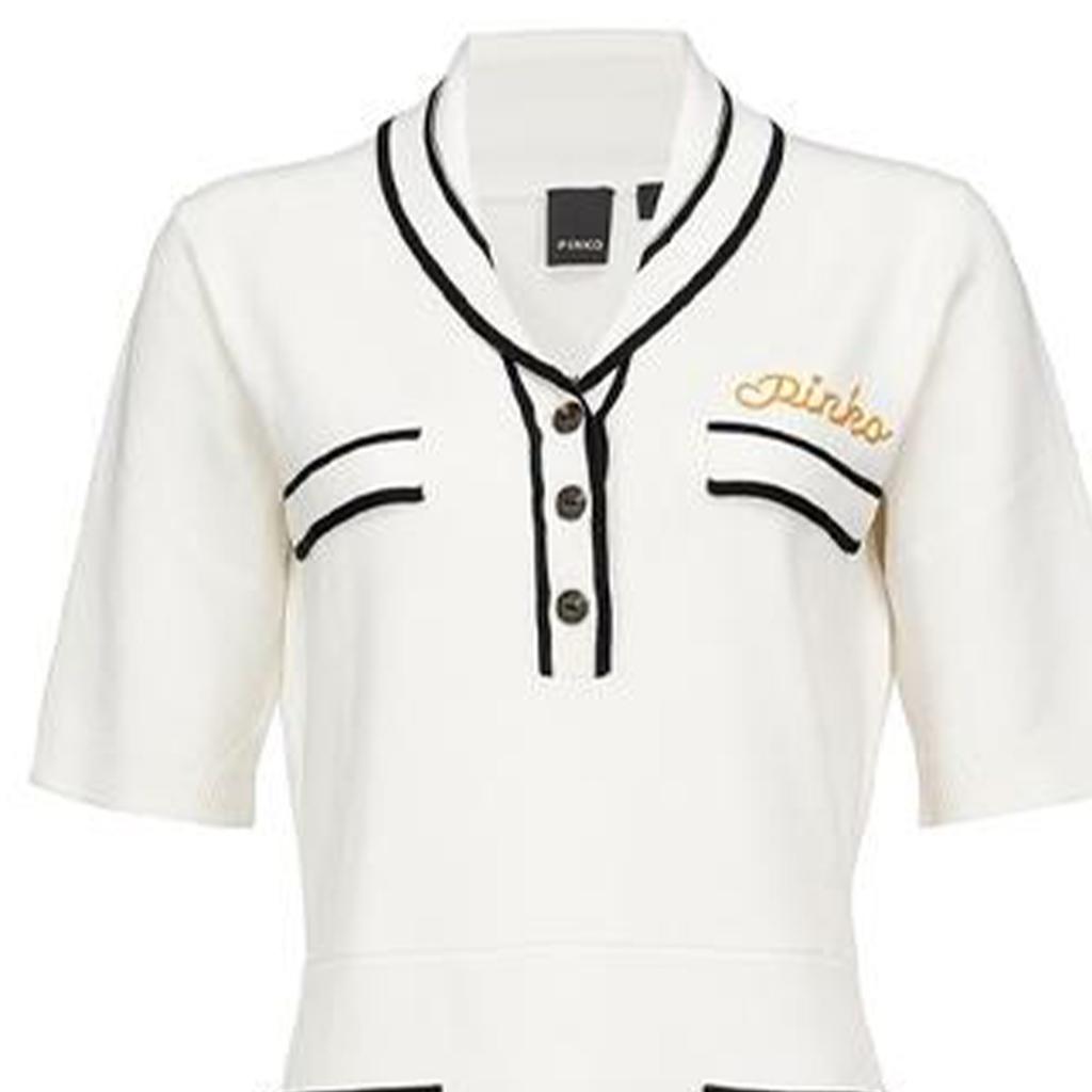 Pinko Модное платье с принтом в морском стиле, с коротким рукавом, женское, белое 1G17N0Y81X-C03